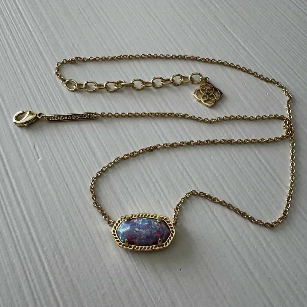 Kendra Scott Elisa Gold Necklace with Lilac Opal Stone - Picture 5 of 8